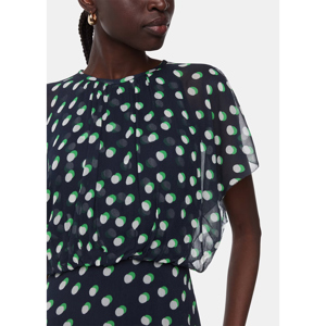 Whistles Moon Spot Print Midi Navy Dress